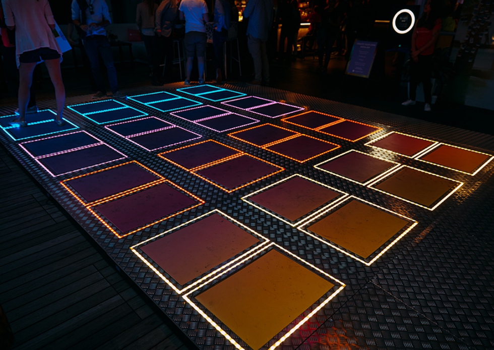 interactive floor footsteps converting electricity